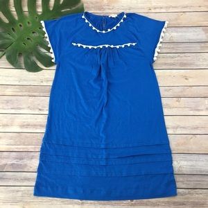 Crewcuts Girls bright blue Pom Pom Trim Dress